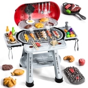 Kids Bubble Grill Playset Toy, 2-Layer Outdoor BBQ Play Kitchen Set for Boys 4-8 with Smoke, Sound & Light Grill Machine Toy Birthday Gift for Ages 3 4 5 6 Year Old Boy
