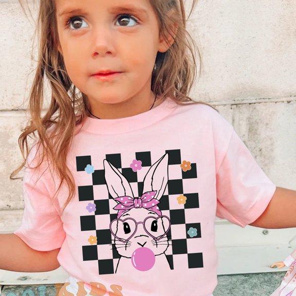 Kids Bubble Gum Bunny Checker Shirt Kids Bunny Shirt Kids Easter Day Shirt Easter Day Toddler Tee,Kids Shirt Easter Day TODDLER SHORT SLEEVE TEE BELLA CANVAS 3001T