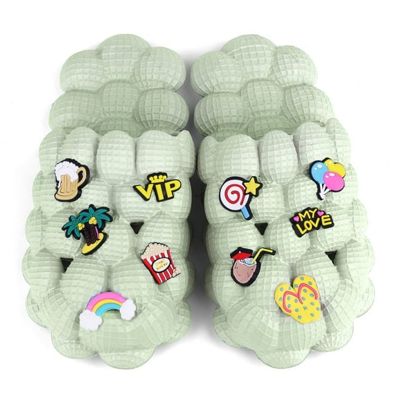 Kids Bubble Slides with Charms Boys Girls Funny Lychee Bubble Slippers Soft Massage Golf Ball Shoes Non-Slip House Slippers for Shower Bedroom Beach Pool