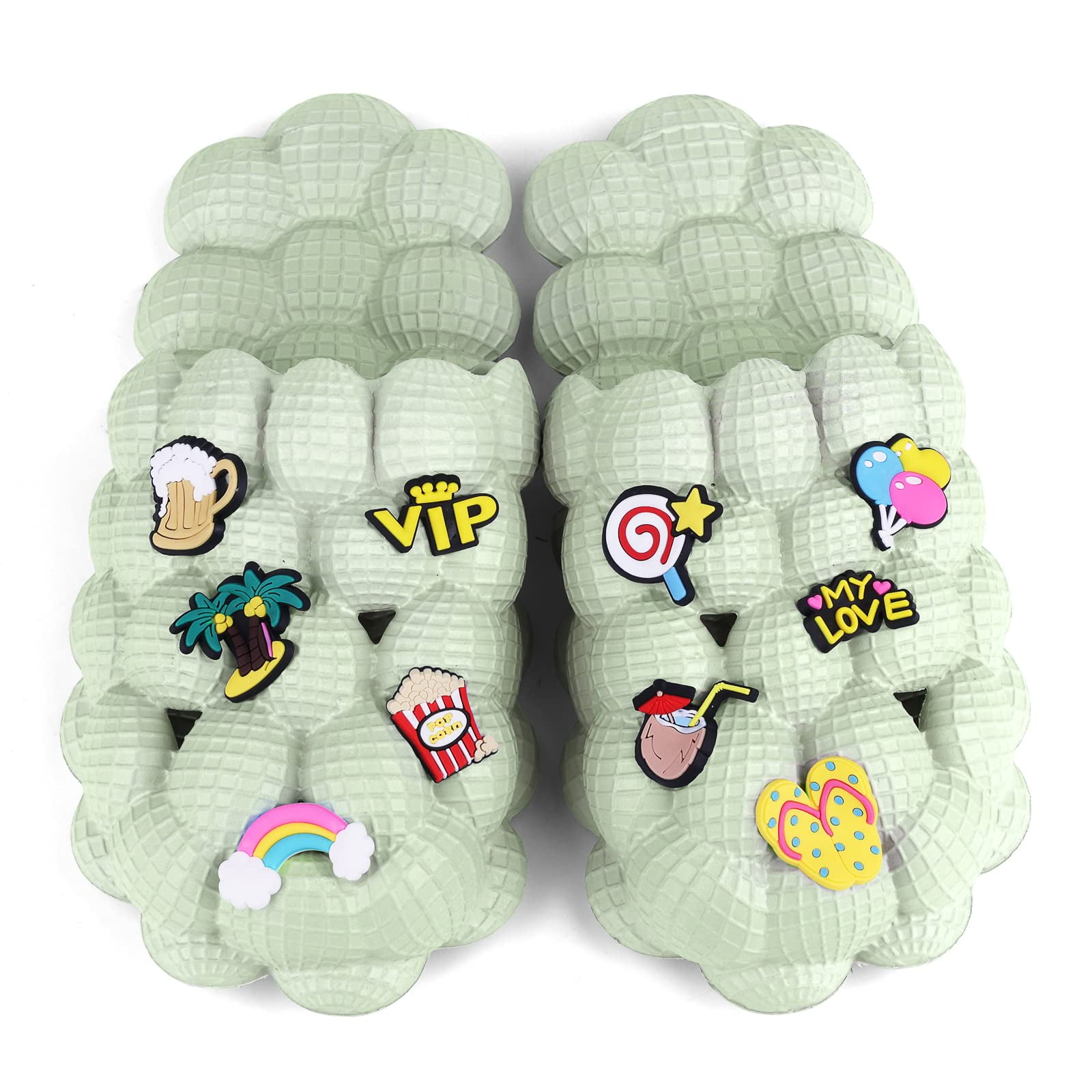 Kids Bubble Slides With Charms Boys Girls Funny Lychee Bubble Slippers