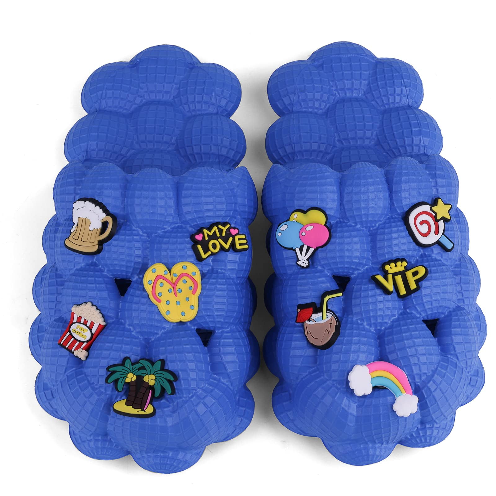 Kids Bubble Slides with Charms Boys Girls Funny Lychee Bubble Slippers Soft Massage Golf Ball