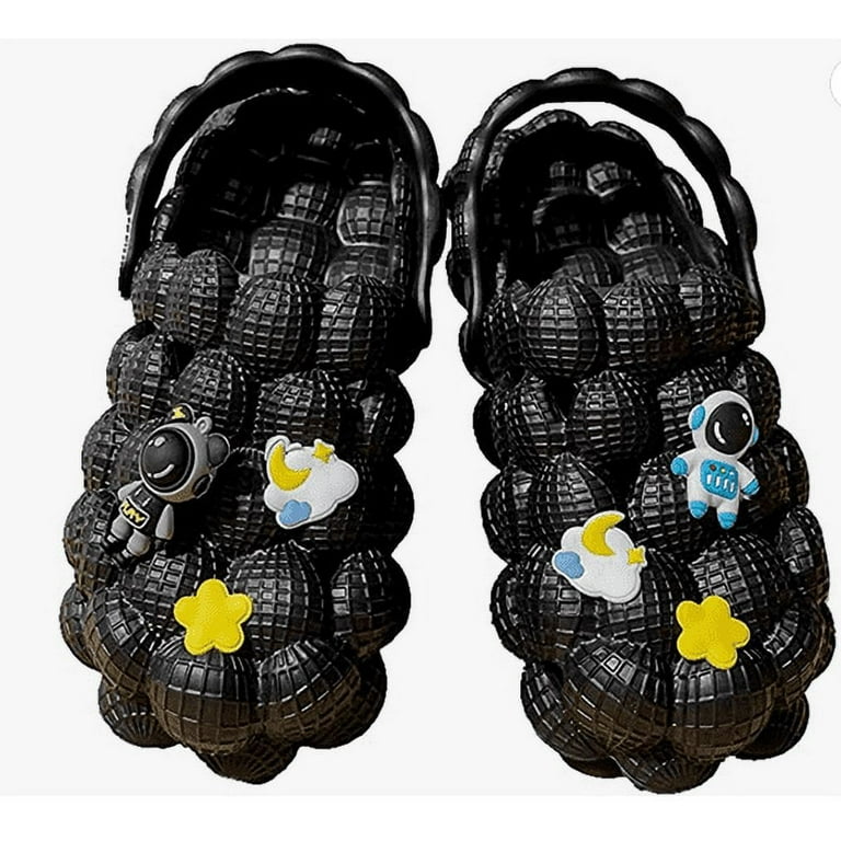 25 50PCS Black and White Charms for Croc Bubble Slides Clogs Sandals, Cool  Shoe