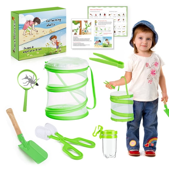 Kids Bug Catching Kit Outdoor Toys for Ages 3-12, Magnifying Glass, Tweezers, Backyard Nature Educational Toy, Birthday Christmas Gift for Boys Girls