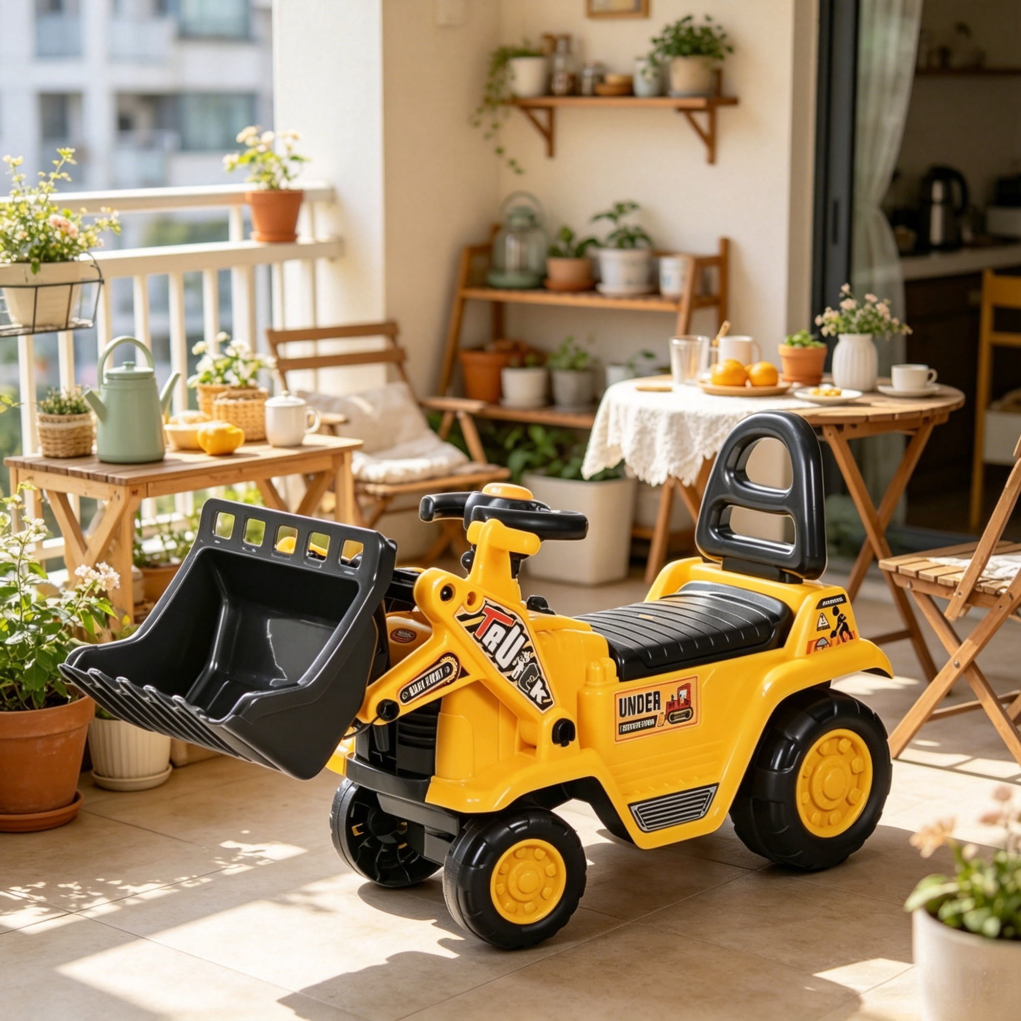 Kids Bulldozer Ride On with Flexible Arms and Horn for Ages 3+