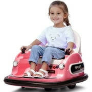 12V Bumper Car Powered Ride on Toy for Kids with Seat Belt, Remote Control, Bluetooth, Pink