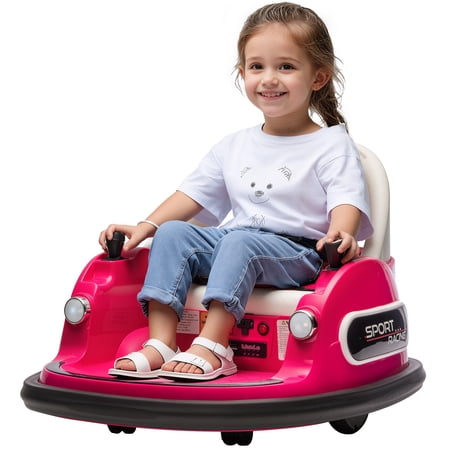 12V Bumper Car Powered Ride on Toy for Kids with Seat Belt, Remote Control, Bluetooth, Rose Pink