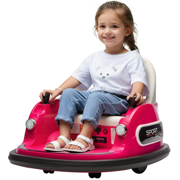 Kids Bumper Car, 12V Ride on Toy with Remote Control, Electric Bumper Car Ride on for Girls Boys Ages 2-5, 360 Degree Spin, Bluetooth, Light, Seat Belt, Rose Pink