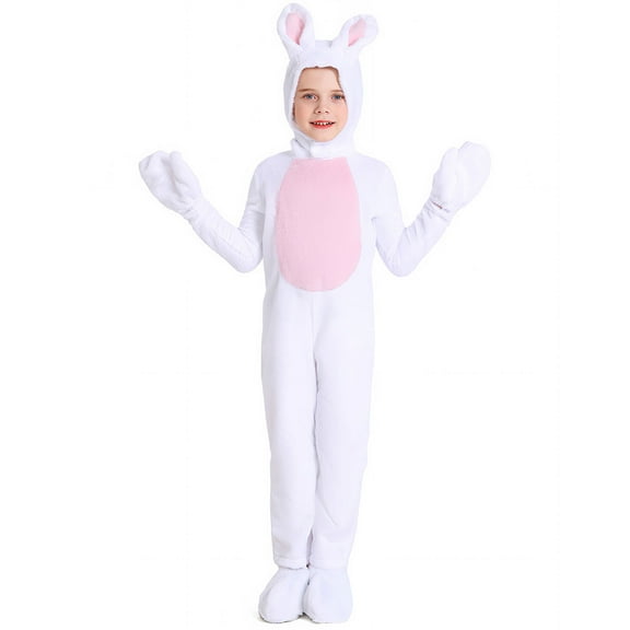 Kids Bunny Costume Rabbit Plush Set 4PC Onesie Suit for Easter Christmas Halloween Cosplay Outfits