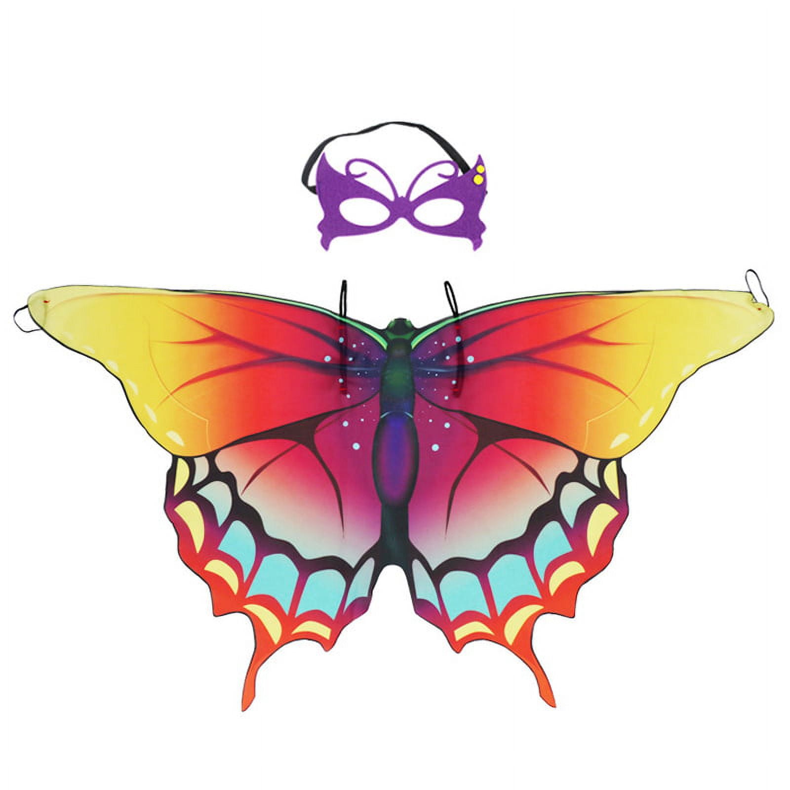 Kids Butterfly Wings Costume Mask for Girls Rainbow Halloween Dress Up