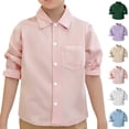 thumbnail image 1 of Kids Button Down Shirts for Boys Girls Long Sleeve Dress Shirt Solid Formal Uniform Gentleman Button Tops, 1 of 5