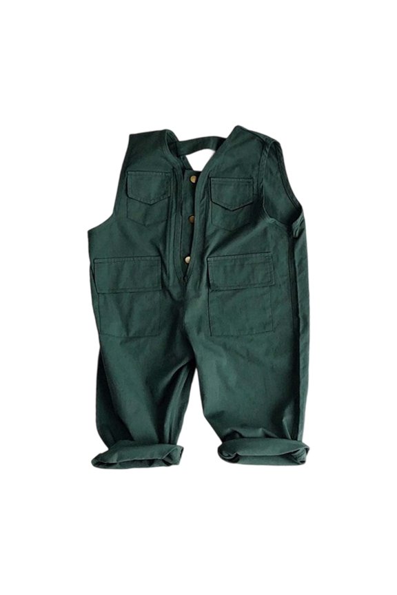 Kids Button Up Jumpsuit Autumn Washed Heavy Industrial Bib Pants (3Y 8Y) Flax Pants Baby Boy Fall Clothes 12-18 Months Fall Clothes Baby Boy Toddlers Clothes Boys 5t Toddler Pants Thick Harem Toddler