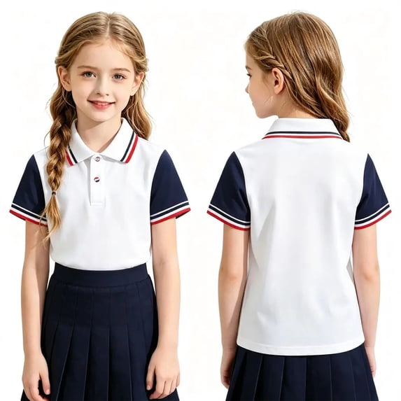 Kids' Button Placket Polo Quick Dry School Uniform Campus Shirt Collared Clothing