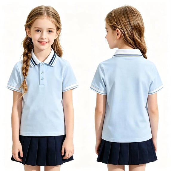 Kids' Button Placket Polo Quick Dry School Uniform Campus Shirt Collared Clothing