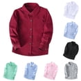 thumbnail image 1 of Kids Button Up Shirt Slim Fit Dress Shirt School Shirts for Boys Spring Fall Clothes 9-10 Years, 1 of 4