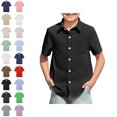 thumbnail image 1 of Kids Button Up Shirt Solid Dress Shirt Uniform Shirts Fall Clothes 5-6 Years, 1 of 5