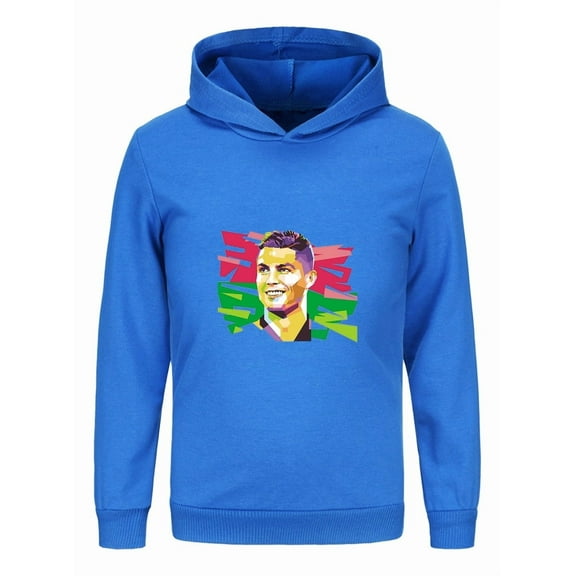 Kids CR7 Hoodie Sweatshirt – Boys Long Sleeve Soccer Graphic Pullover, Ronaldo #7 Youth Apparel
