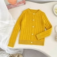 thumbnail image 1 of Kids Cable Knit Cardigan, Long Sleeve Button Down Sweater, Soft Solid Color Casual Knitwear For Boys & Girls Yellow 1-2Years, 1 of 5
