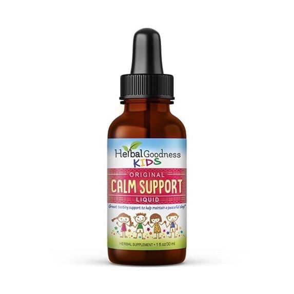 Kids Calm Support Liquid 1fl.oz, Magnesium Glycinate + Citrate, Ashwagandha Root, Kids Multivitamin, Toddler Supplement for Relaxation - Herbal Goodness