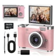 thumbnail image 1 of 4K Kids Camera, 2.4" Flip Screen, 32GB SD Card, Compact Digital Camera for Teens & Beginners, Pink, 1 of 10