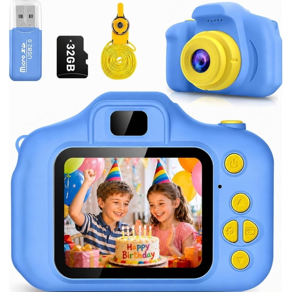 Kids Camera for Boys Girls Age 3-9, Toddler Digital Camera with 32GB SD Card, 1080P Video, Games & Filters, Shockproof First Camera Toy, Birthday for 3 4 5 6 7 8 9 Year Old