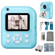Kidsjoy Kids Instant Print Camera,1080P Digital Video Camera for Kids, Birthday Gifts for Girls Boys Age 3-12, Toddler Camera with 3 Rolls No Ink Print Paper (Blue)