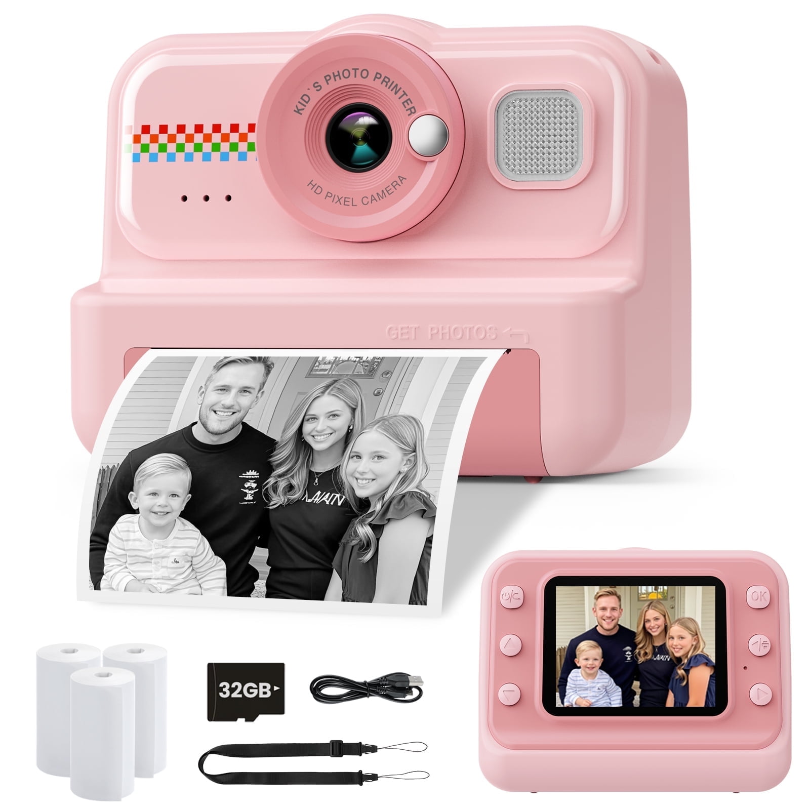 Instant Print Camera 1080P HD Rechargeable Digital Cameras with 32G ...