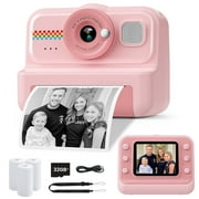 Instant Print Camera 1080P HD Rechargeable Digital Cameras with 32G Card & Print Paper Pink