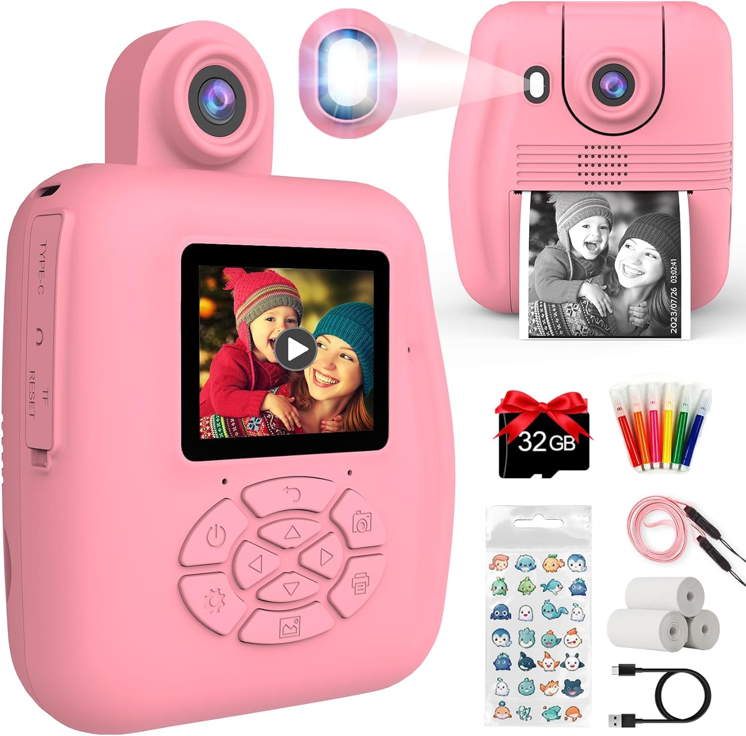 Kids Camera Instant Print Instant Print Camera for Kids, Inkless