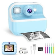 Kids Camera Instant Print Toys for Boys Girls Age 5-12, 1080P Dual Camera Print Selfie Photos Instant Camera for Kids, Christmas Birthday Gifts for Boys Age 4 5 6 7 8 9 10 Year Old-32GB Blue