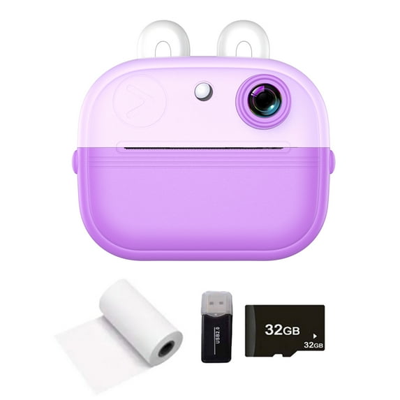 Kids Camera Instant Thermal Printer 2.0 Inch Screen Photo Printer 48MP Rear Camera Support Timer Shooting Video Recording Thermal Inkless Printing with 1 White Print Paper Toddler Learning Toy