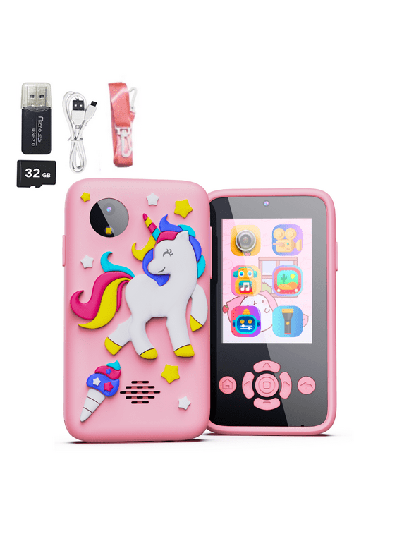 Kids Camera Phone for Girls Toy Camera for Toddler Birthday Gifts for 3-8 Years Old Children with 32G SD Card -Pink*1