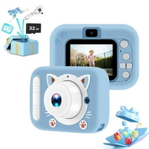 Kids Camera Toys for 3 4 5 6 7 8 9 10 11 12 Year Old Boys Girls,Digital Video Camera for Toddler 5 Puzzle Games with 32GB SD Card,Kids Selfie Camera for Christmas Birthday Festival Gift,Blue