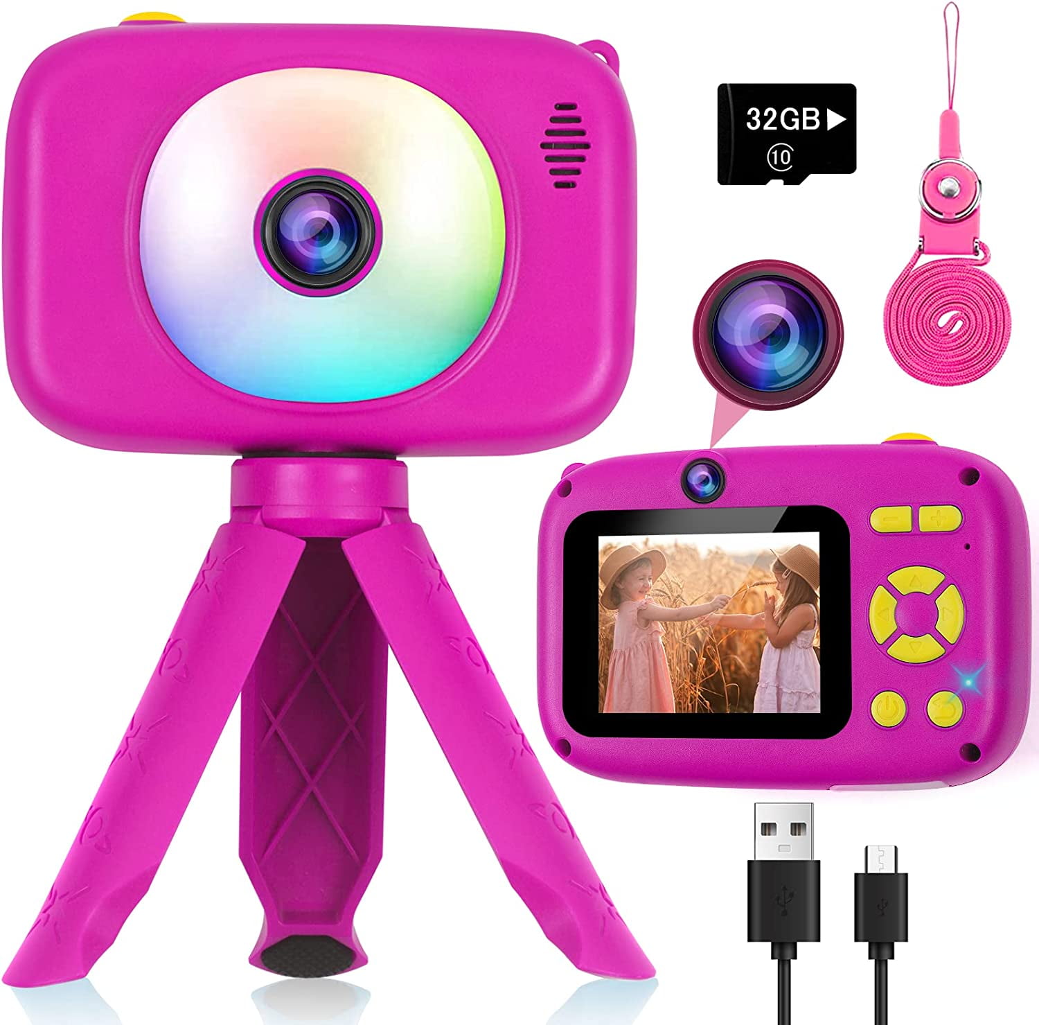Seckton Upgrade Kids Camera with Cute Silicone Cover, Toy Cameras for Girls  Age 3-10 Christmas Birthday Gifts-Purple