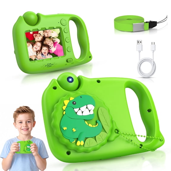 USCAMEL Kids Camera 2 in 1, Digital Selfie Video Camera with Reversible Lens, 2.4" 1080HD Screen Portable Creative Toy Birthday Gift for Girls Boys Age 3-12 Years with Lens Cover