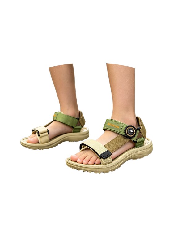 Kids Camo Color Block Outdoor Hiking Sandals Adjustable Buckle Straps Thick Non Slip Sole Open Toe Summer Play Sandals For Boys Girls