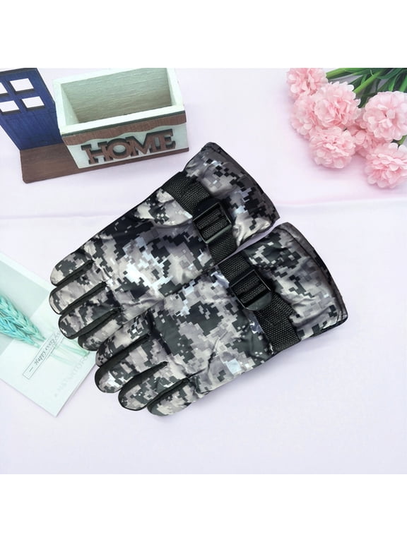 Kids Snow Gloves Toddler Boys Girls Winter Warm Ski Gloves Digital Camo for Cold Weather Outdoor Sports Activities Mittens 2-12 Years