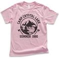 thumbnail image 1 of Kids Camp Crystal Lake Shirt, Youth Kids Boy Girl T-Shirt, Funny Halloween T-shirt, Horror Graphic Tee, Light Pink, Small, 1 of 4