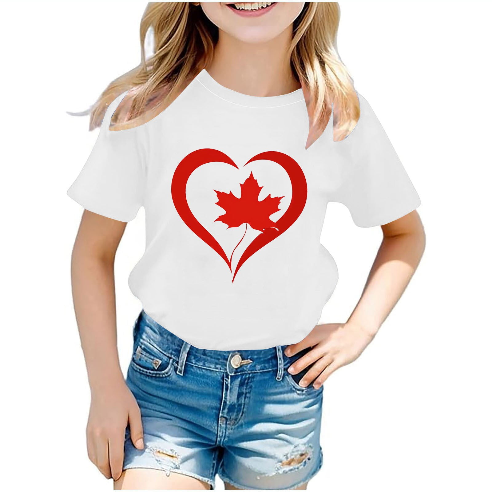 Kids Canadian Boys Girls T Shirts Country Canada Cute Maple Leaf Hearts Printed Funny Short Sleeve Tee Tops Summer Loose Comfy Shirts Clothes Walmart