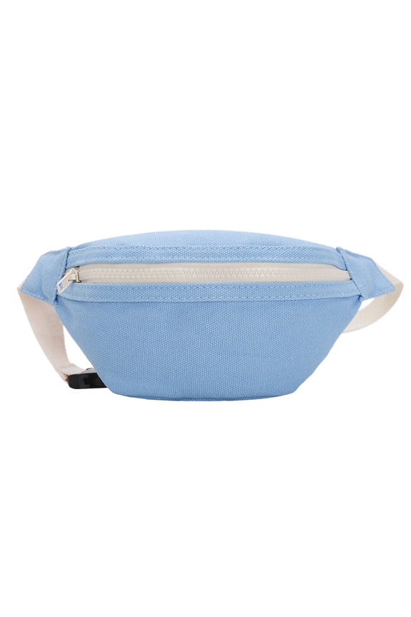 Kids Canvas Fanny Waist Bag Girls Chest Bum Pack Crossbody Pouch (Blue)