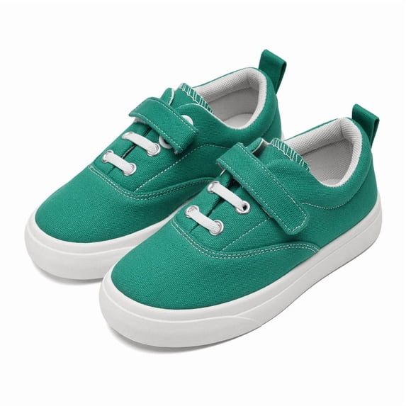 Kids Canvas Sneakers for Boys Girls Non-Slip Causal Shoes Toddler Tennis Walking Shoes with Hook and Loops