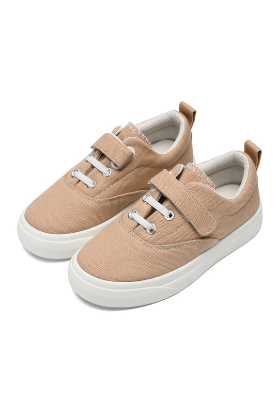 Kids Canvas Sneakers for Boys Girls Non-Slip Causal Shoes Toddler Tennis Walking Shoes with Hook and Loops