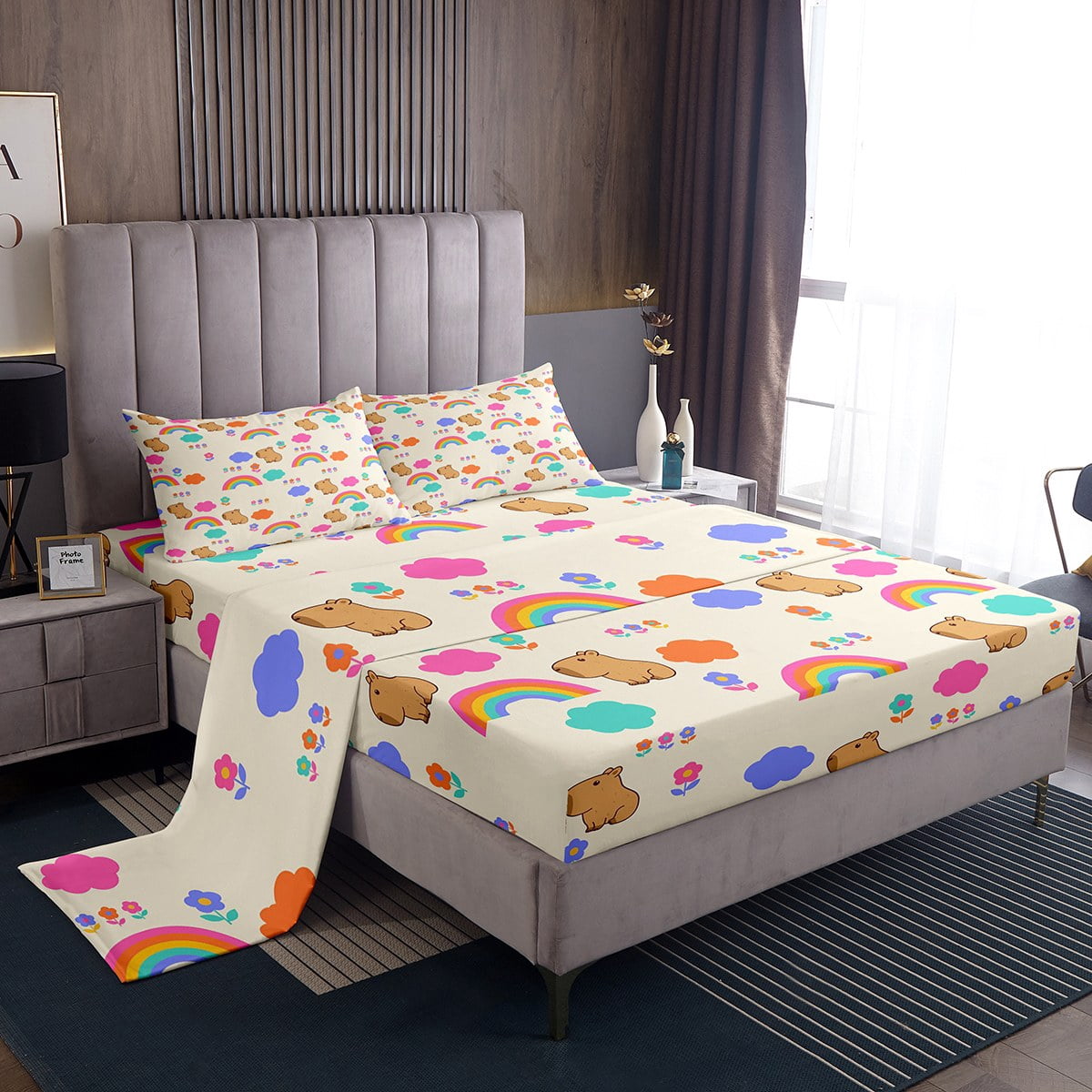 Kids Capybara Bed Set For Boys Girls Chic Floral Bed Sheets Set Cute kids-capybara-bed-set-for-boys-girls-chic-floral-bed-sheets-set-cute