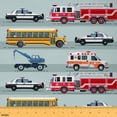 thumbnail image 1 of Car Fabric By The Yard Cartoon Car Upholstery Fabric For Chairs Sofa,Equipment Trucks Decorative Fabric Police Ambulance Bus Indoor Outdoor Fabric Teens,10 Yard,Red Yellow, 1 of 5