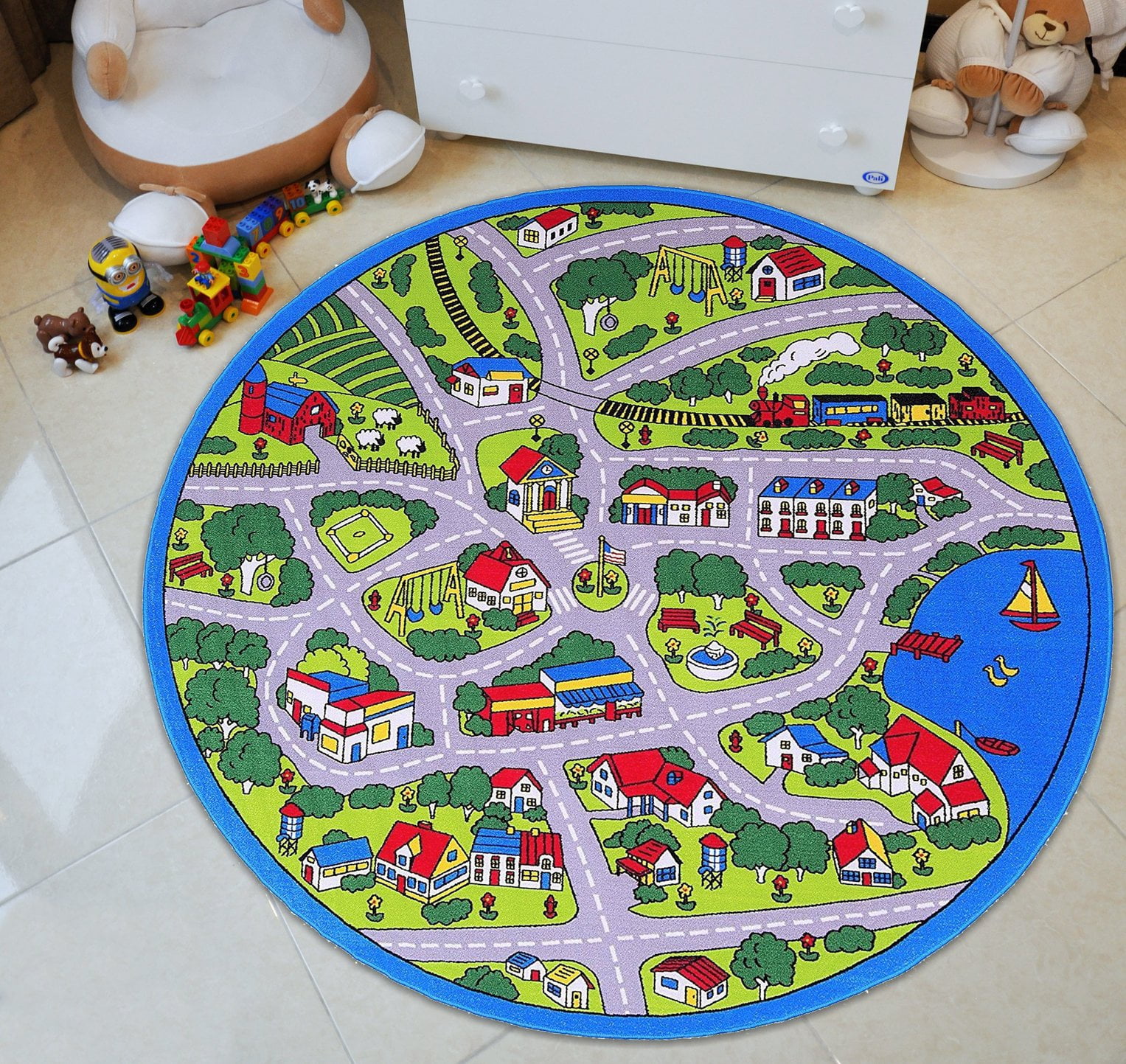 Kids Car Road Rugs City Map Play mat for Classroom/Baby Room Non-Slip ...