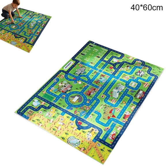 Kids Car Rug Play Mat, Non Slip City Road Carpet, Car Track Rug Play Mats, City Car Track Play Mat, Low-Pile Carpet Non-Slip Backing for Playroom Bedroom Kids Room - 40x60cm Style A