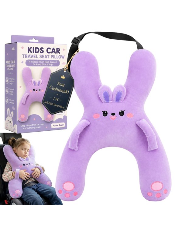 Kids Car Travel Seat Pillow H Shaped Plush Neck Support for Road Trip Naps