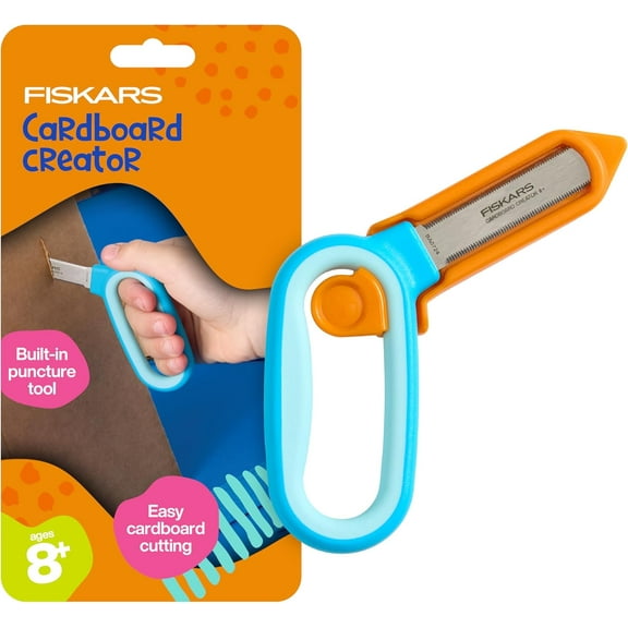 Kids Cardboard Creator Safer Cutting Tool with Ergonomic SoftGrip Handle, For Craft and School Supplies, 5 inches