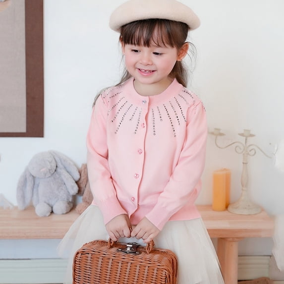 Kids Cardigan Sweaters Crewneck Lightweight Button-Up Cardigan Long Sleeve Jacket Fall Tops Cotton Button Up Knit Long Sleeve Jacket Fall Tops Fashion/stylish