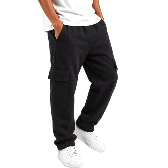 Kids Cargo Jogger Pants Elastic Waist Side Pocket Loose Casual Sweatpants for Boys Girls Daily Play Sizes 110-160