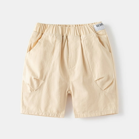 Kids Cargo Pants Beige Shorts Classic Fit Elastic Waist Shorts Athletic Shorts Size 4-5 Years Boys Pants Summer Clothing
